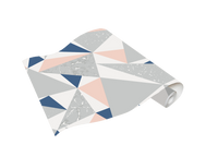 Papel Tapiz Gris con Azul y Rosa Diseño Triángulos
