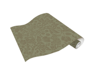 Papel Tapiz Verde Grisáceo con Dorado Diseño Espejo Floral Metálico