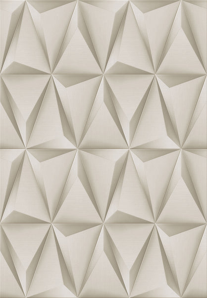Papel Tapiz Beige Claro Diseño Triángulos con Efecto 3D